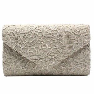 Floral Evening Clutch, Champagne Envelope Clutch